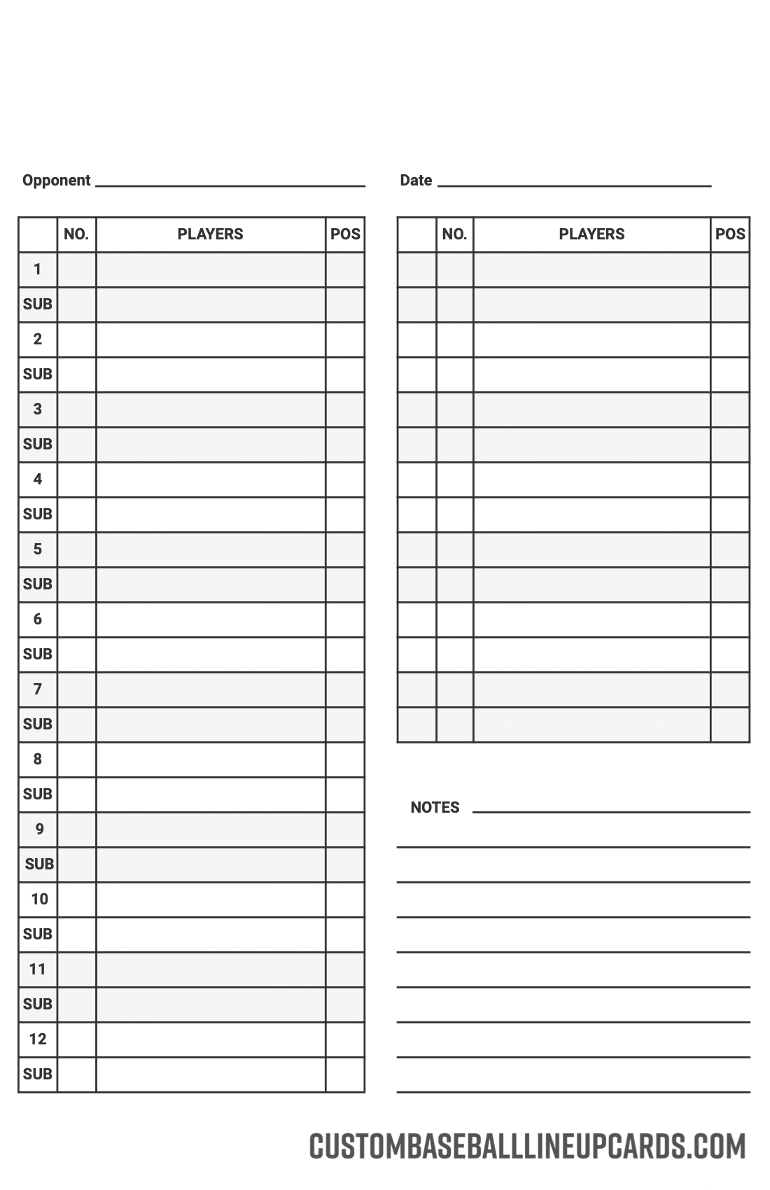 Baseball Lineup Card – Banner Logo Template