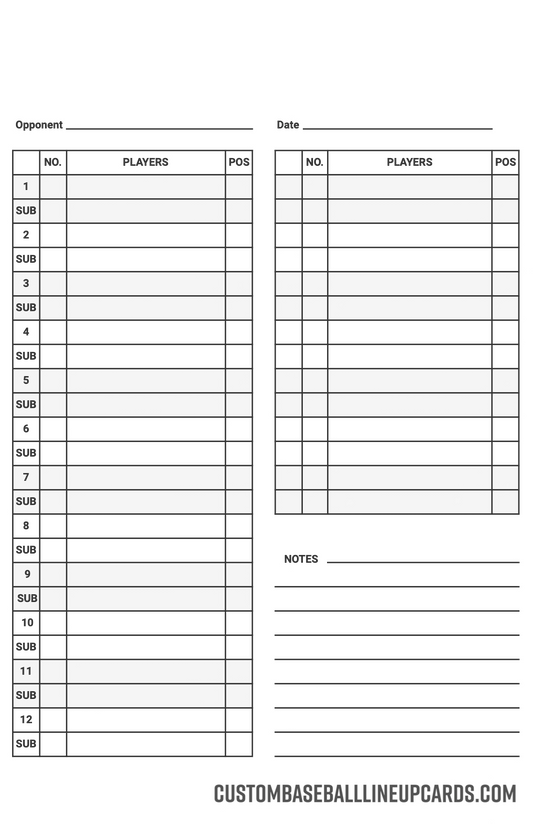 Baseball Lineup Card – Banner Logo Template