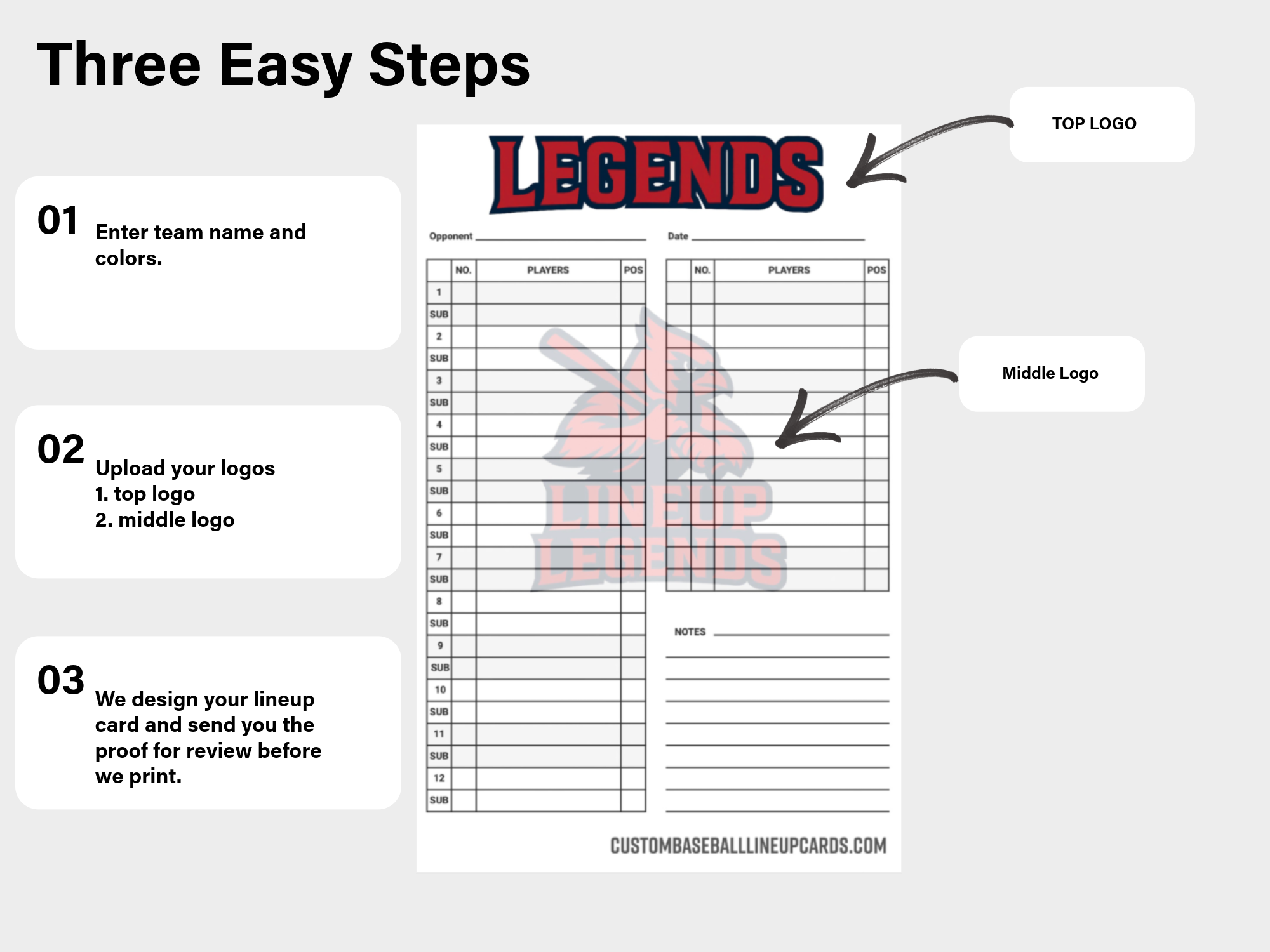 Banner Logo Custom Baseball Lineup Card Template
