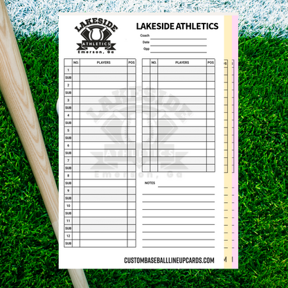 Classic Baseball Lineup Card – Dual Logo Template