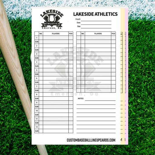 Classic Baseball Lineup Card – Dual Logo Template