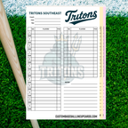 Tritons Style Custom Baseball Lineup Card - Our Best Selling Design