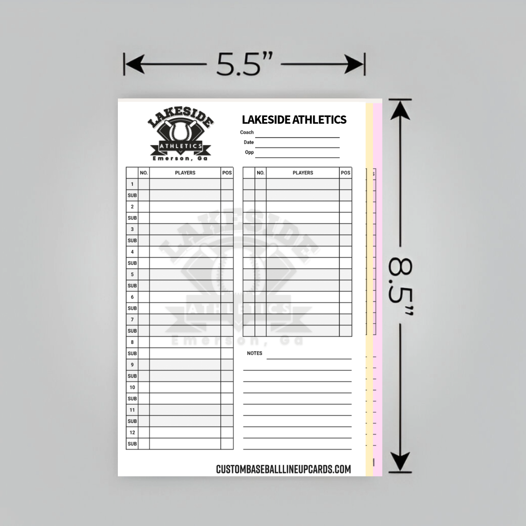 Classic Baseball Lineup Card – Dual Logo Template