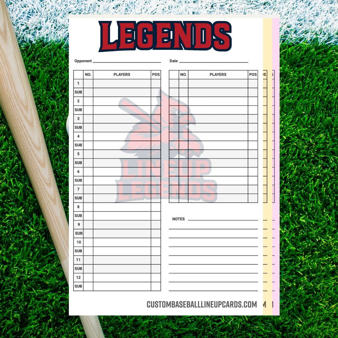 Banner Logo Custom Baseball Lineup Card Template