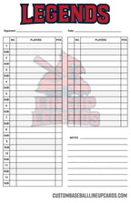 Banner Logo Custom Baseball Lineup Card Template